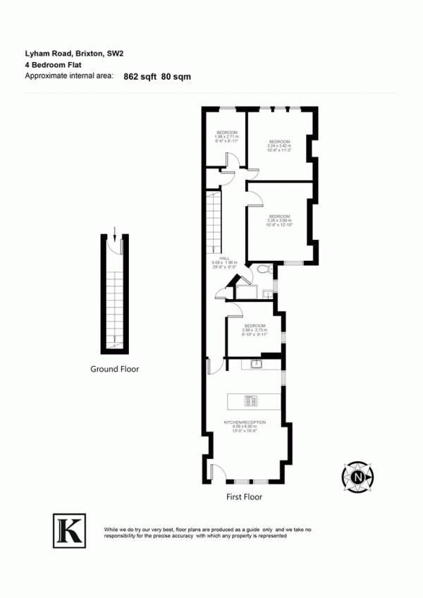 Floor Plan Image for 4 Bedroom Flat for Sale in Lyham Road, SW2