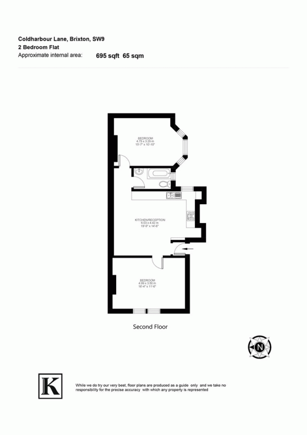 Floor Plan Image for 2 Bedroom Flat for Sale in Coldharbour Lane, SW2