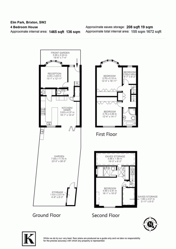 Floor Plan Image for 4 Bedroom Property for Sale in Elm Park, SW2