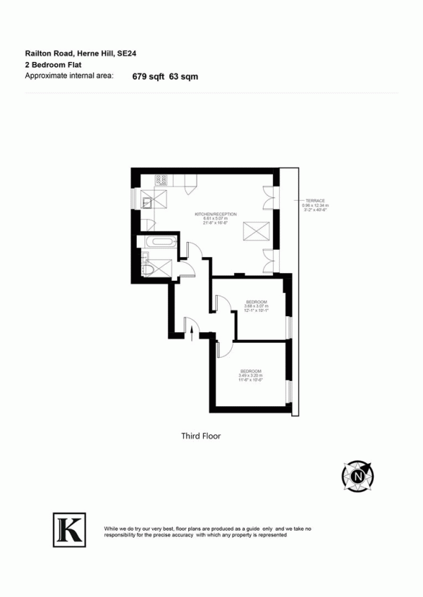 Floor Plan Image for 2 Bedroom Flat for Sale in Railton Road, SE24