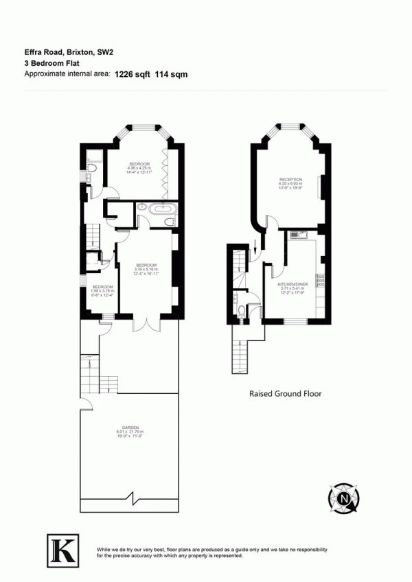 Floor Plan for 3 Bedroom Flat for Sale in Effra Road, SW2, SW2, 1BX -  &pound999,950