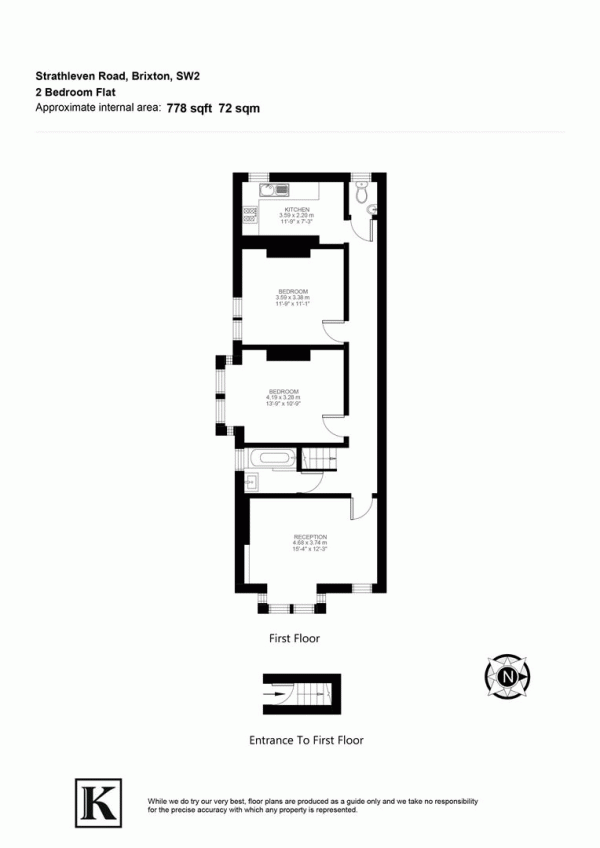 Floor Plan Image for 2 Bedroom Maisonette for Sale in Strathleven Road, SW2