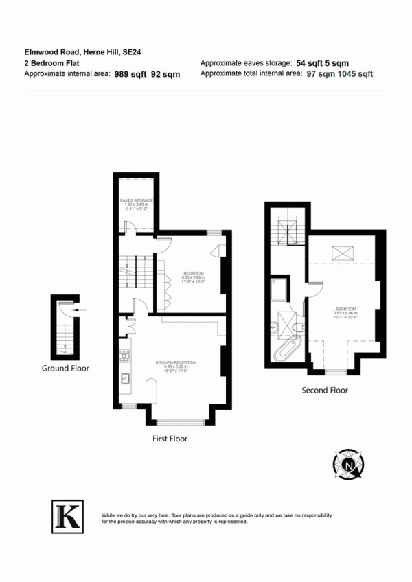 Floor Plan Image for 2 Bedroom Flat for Sale in Elmwood Road, SE24