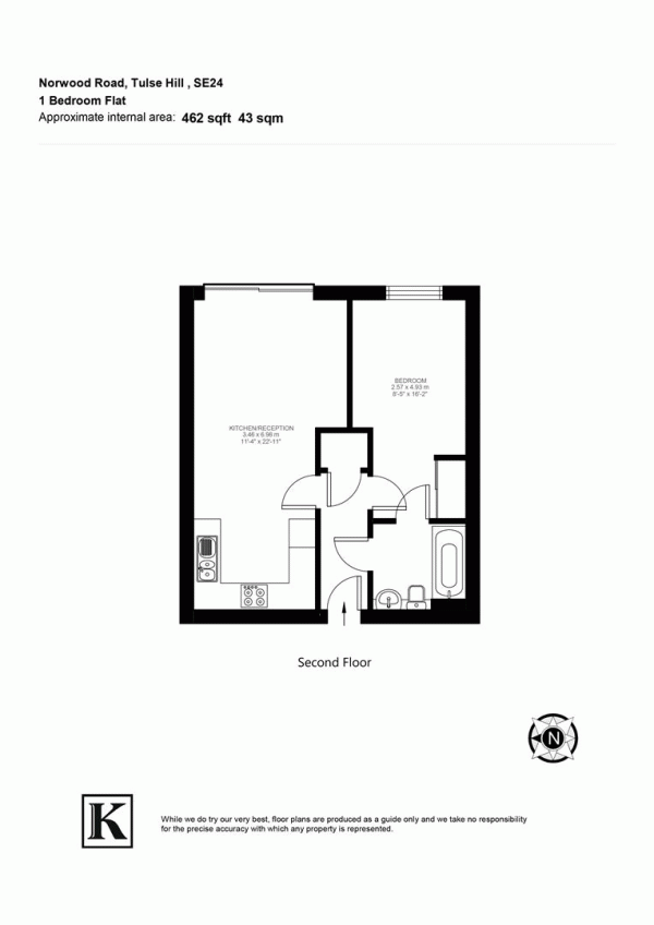 Floor Plan Image for 1 Bedroom Flat for Sale in Norwood Road, SE24