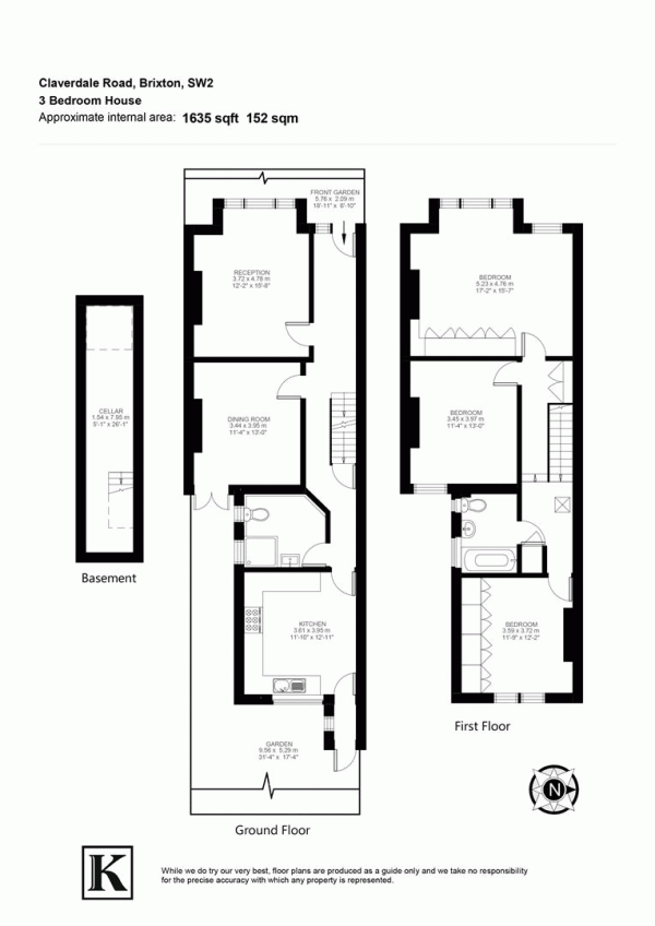 Floor Plan Image for 3 Bedroom Semi-Detached House for Sale in Claverdale Road, SW2