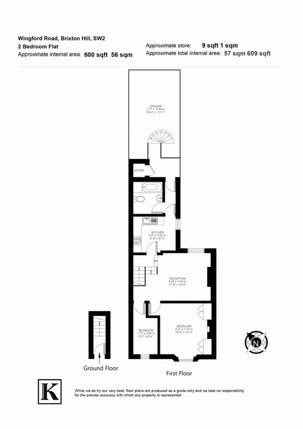 Floor Plan Image for 2 Bedroom Maisonette for Sale in Wingford Road, SW2