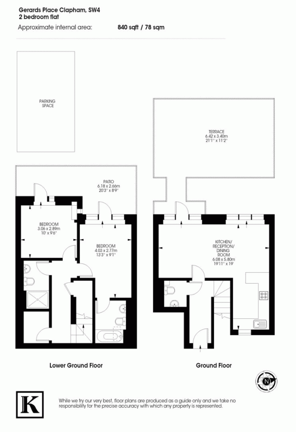 Floor Plan Image for 2 Bedroom Maisonette for Sale in Gerards Place, SW4