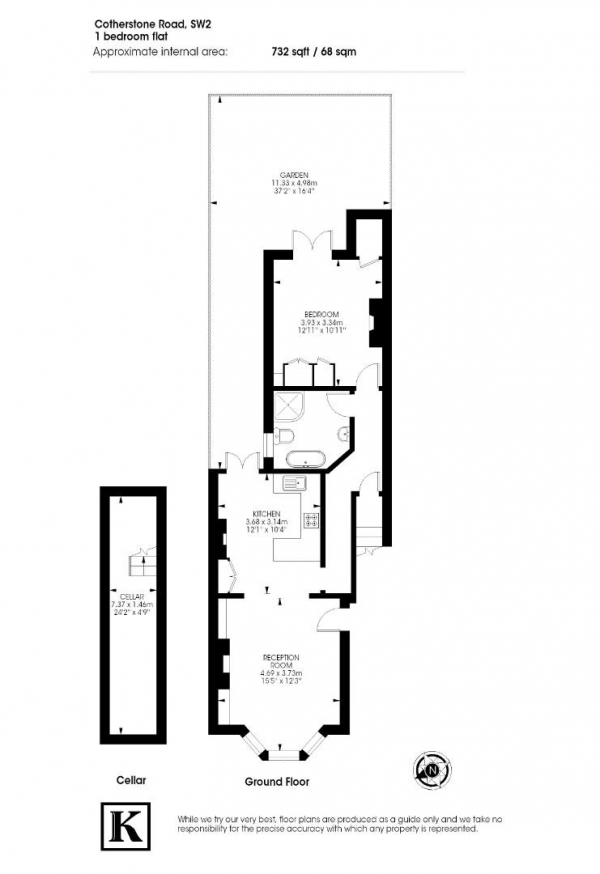 Floor Plan Image for 1 Bedroom Flat for Sale in Cotherstone Road, SW2