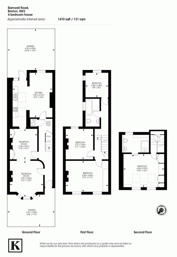 Floor Plan Image for 4 Bedroom Property for Sale in Barnwell Road, SW2