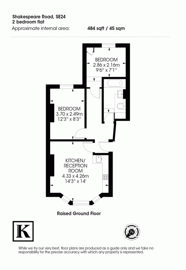 Floor Plan Image for 2 Bedroom Flat for Sale in Shakespeare Road, SE24