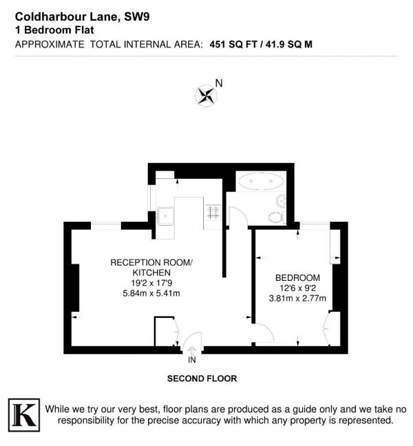 Floor Plan Image for 1 Bedroom Flat for Sale in Coldharbour Lane, SW9