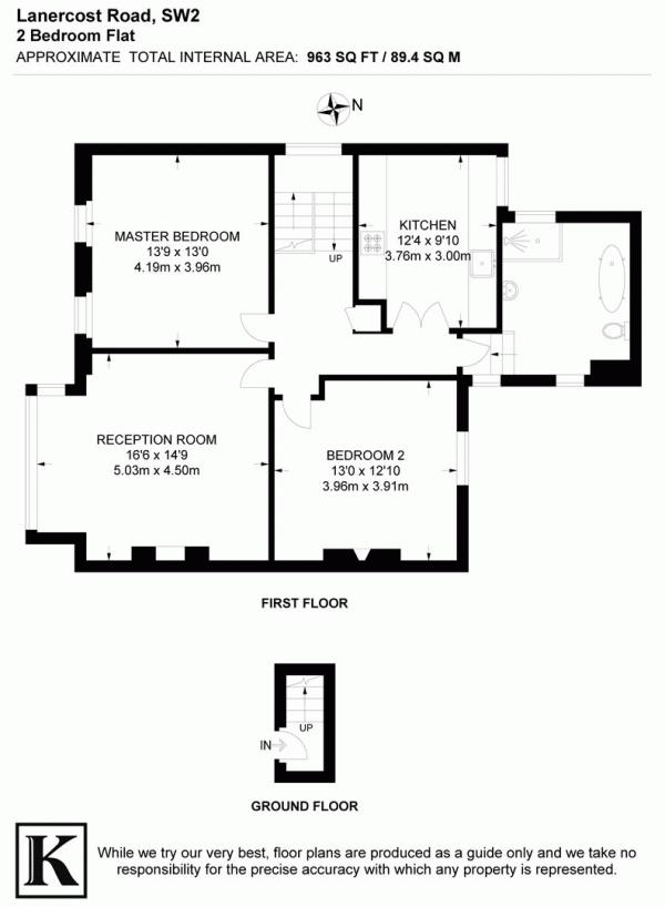 Floor Plan Image for 2 Bedroom Flat for Sale in Lanercost Road, SW2