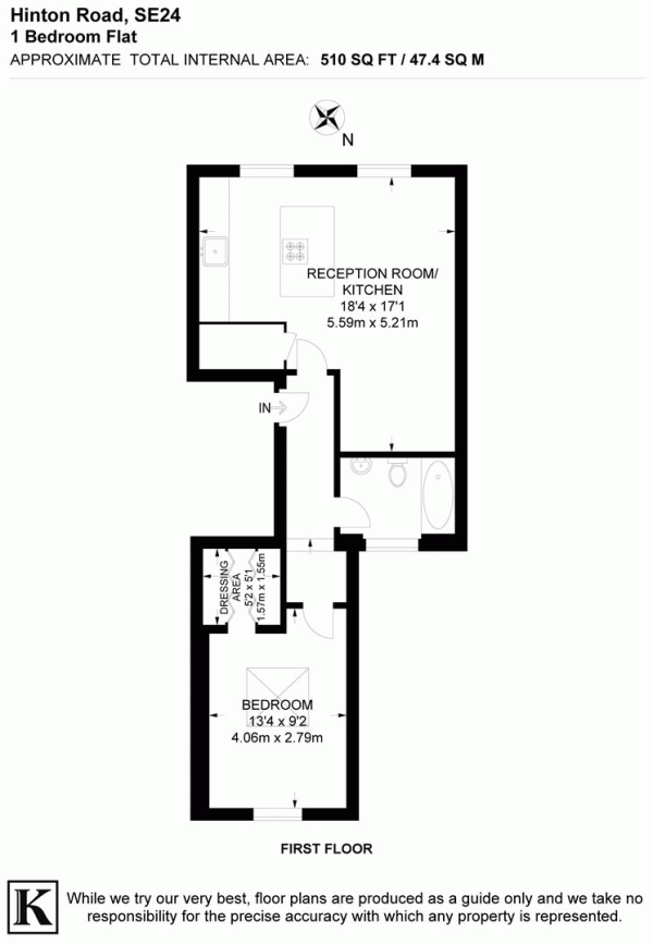 Floor Plan Image for 1 Bedroom Flat for Sale in Hinton Road, SE24