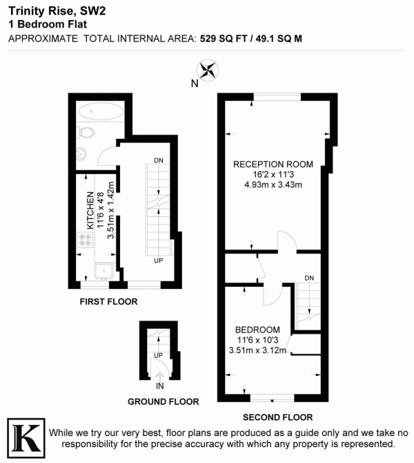 Floor Plan Image for 1 Bedroom Flat for Sale in Trinity Rise, SW2