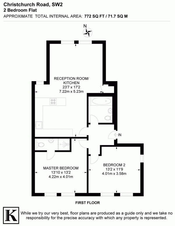 Floor Plan Image for 2 Bedroom Flat for Sale in Christchurch Road, SW2