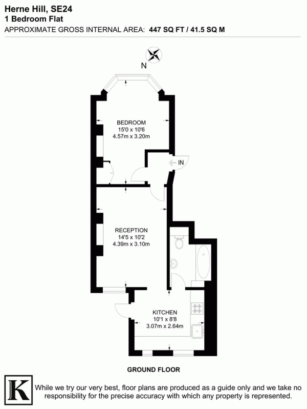 Floor Plan Image for 1 Bedroom Flat for Sale in Herne Hill, SE24