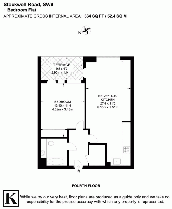 Floor Plan Image for 1 Bedroom Flat for Sale in Stockwell Road, SW9