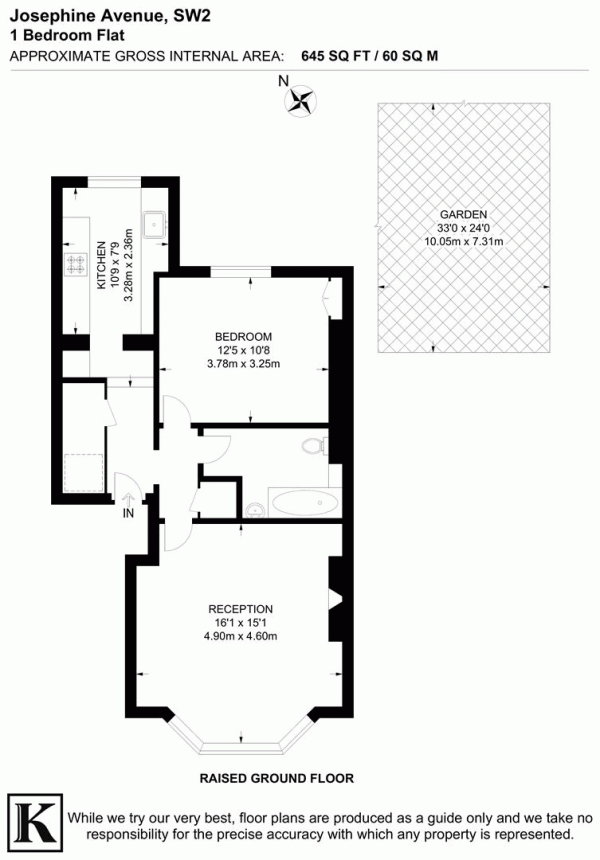 Floor Plan Image for 1 Bedroom Flat for Sale in Josephine Avenue, SW2