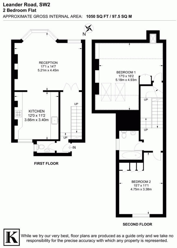 Floor Plan Image for 2 Bedroom Flat for Sale in Leander Road, SW2