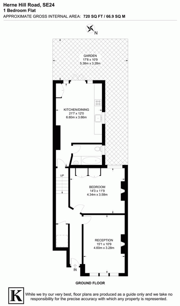 Floor Plan Image for 1 Bedroom Flat for Sale in Herne Hill Road, SE24