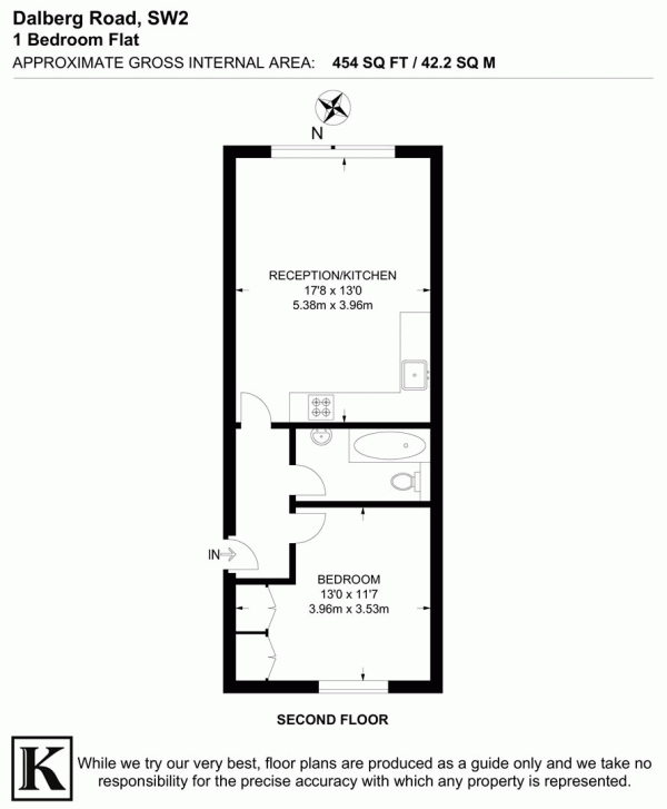 Floor Plan Image for 1 Bedroom Flat for Sale in Dalberg Road, SW2