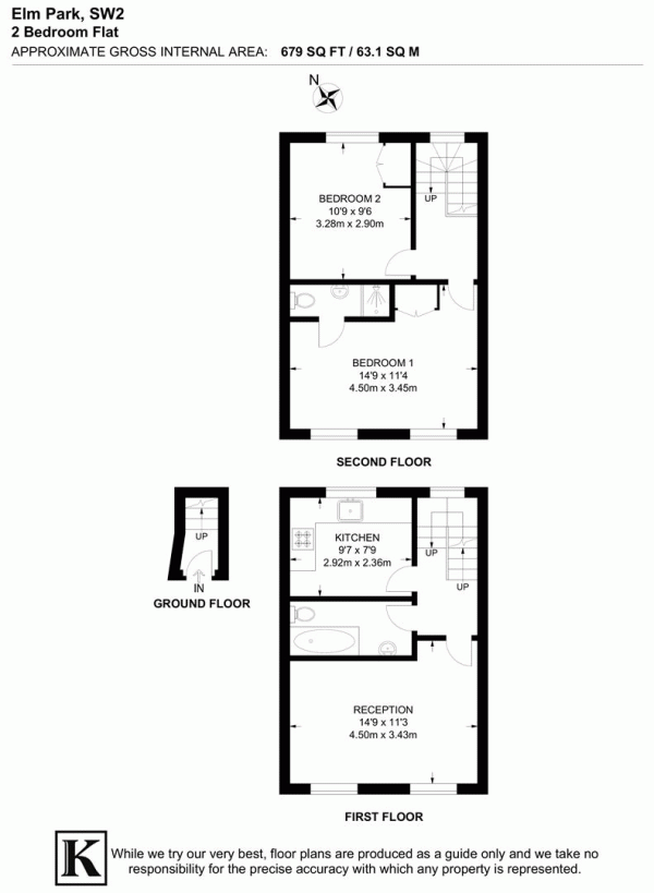 Floor Plan Image for 2 Bedroom Flat for Sale in Elm Park, SW2