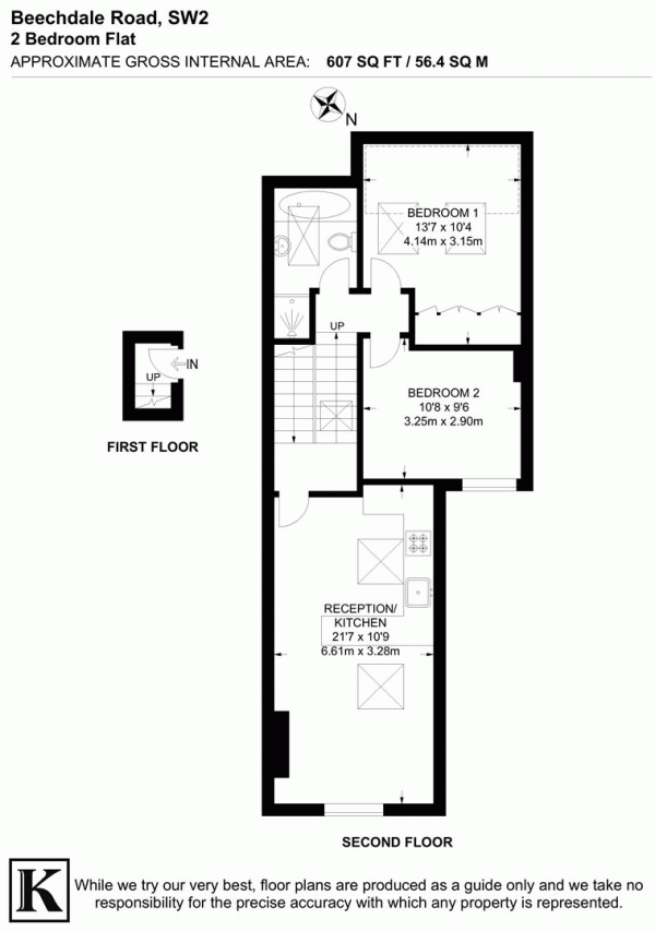 Floor Plan Image for 2 Bedroom Flat for Sale in Beechdale Road, SW2