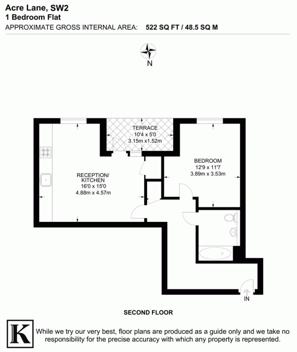 Floor Plan Image for 1 Bedroom Flat for Sale in Acre Lane, SW2