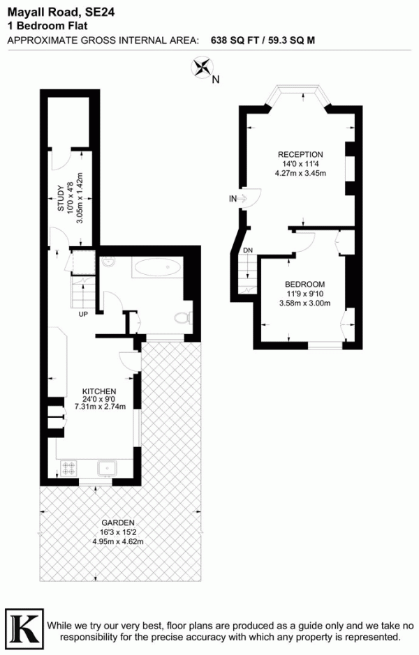 Floor Plan Image for 1 Bedroom Flat for Sale in Mayall Road, SE24