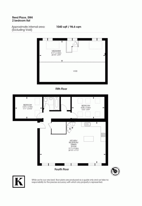 Floor Plan Image for 2 Bedroom Flat to Rent in Reed Place, Clapham