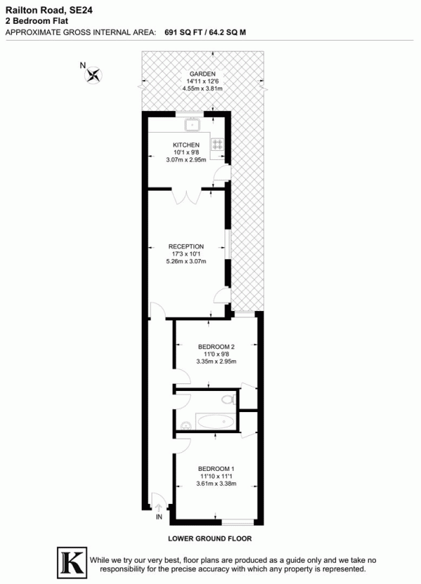 Floor Plan Image for 2 Bedroom Flat for Sale in Railton Road, SE24