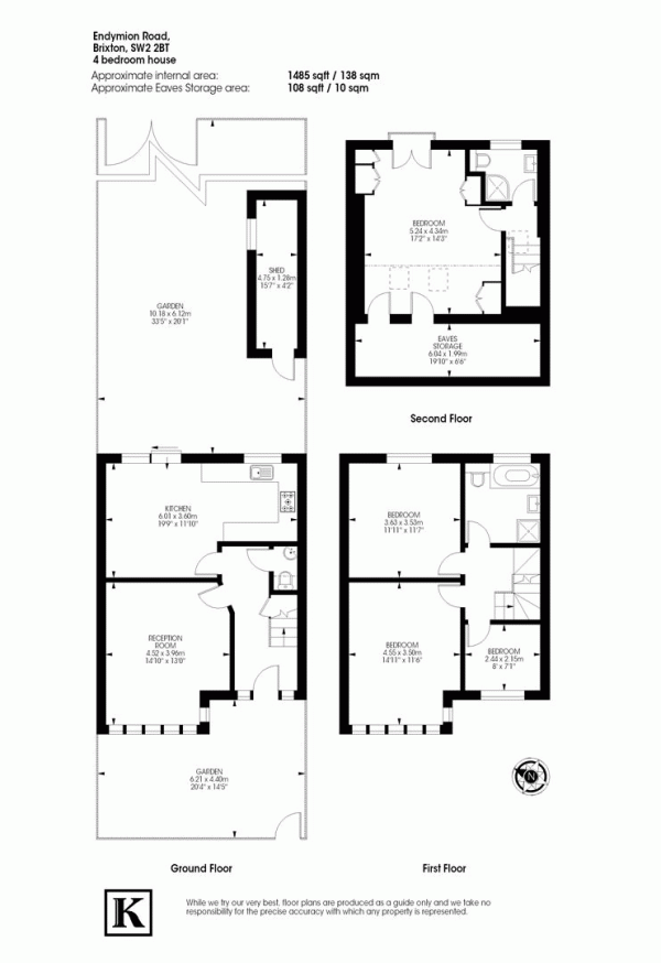 Floor Plan Image for 4 Bedroom Property to Rent in Endymion Road, London