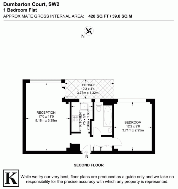 Floor Plan Image for 1 Bedroom Flat for Sale in Brixton Hill, SW2