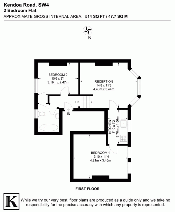 Floor Plan Image for 2 Bedroom Flat for Sale in Kendoa Road, SW4