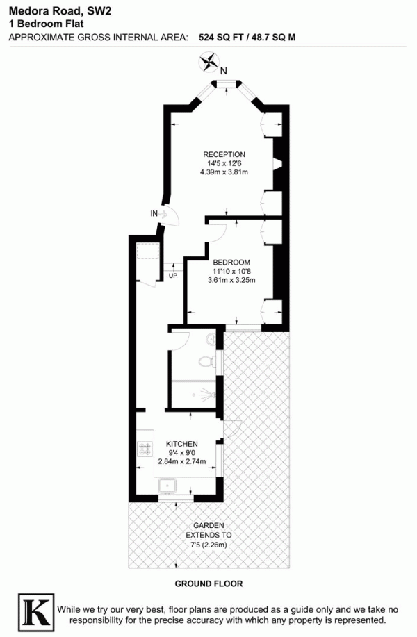 Floor Plan Image for 1 Bedroom Flat for Sale in Medora Road, SW2