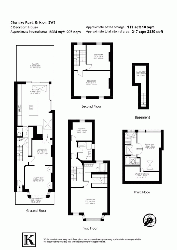 Floor Plan Image for 5 Bedroom Property to Rent in Chantrey Road, London