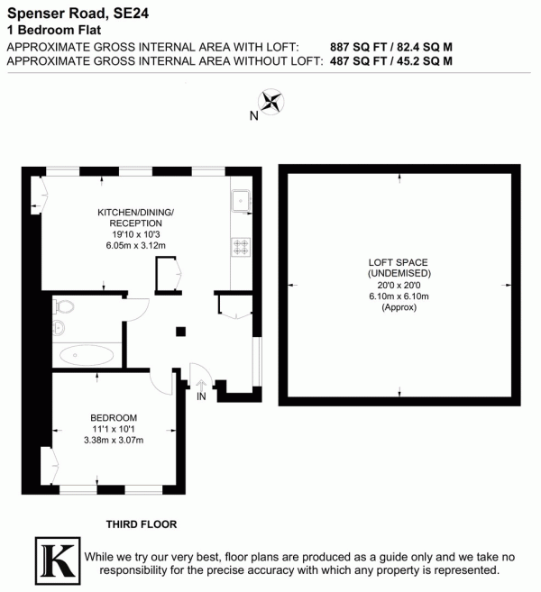 Floor Plan Image for 1 Bedroom Flat for Sale in Spenser Road, SE24