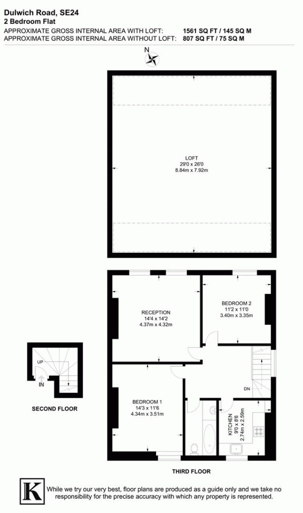 Floor Plan Image for 2 Bedroom Flat for Sale in Dulwich Road, SE24