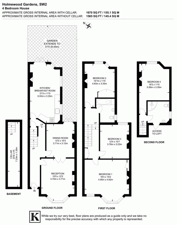 Floor Plan Image for 4 Bedroom Property for Sale in Holmewood Gardens, SW2