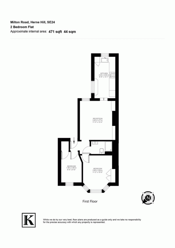 Floor Plan Image for 2 Bedroom Flat for Sale in Milton Road, SE24