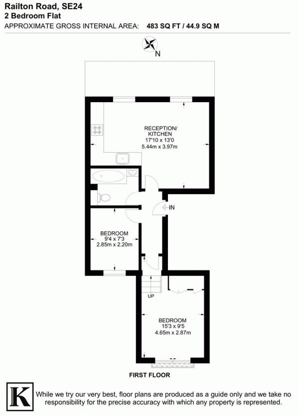 Floor Plan Image for 2 Bedroom Flat for Sale in Railton Road, SE24