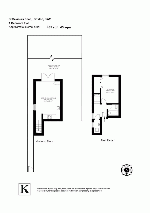 Floor Plan Image for 1 Bedroom Flat to Rent in St. Saviour's Road, SW2