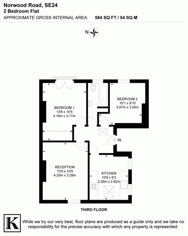 Floor Plan Image for 2 Bedroom Flat for Sale in Norwood Road, SE24