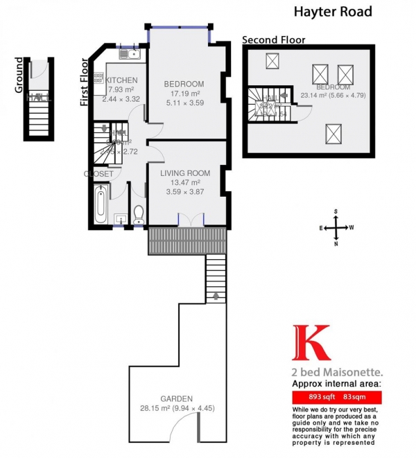 Floor Plan Image for 2 Bedroom Flat to Rent in Hayter Road, SW2