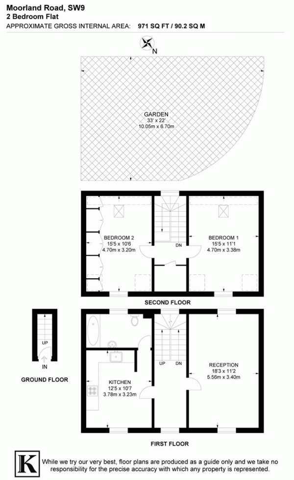 Floor Plan Image for 2 Bedroom Flat for Sale in Moorland Road, SW9