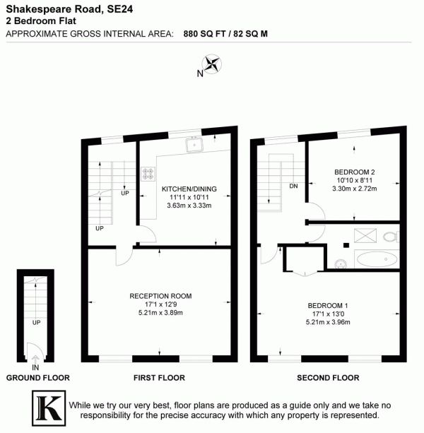 Floor Plan Image for 2 Bedroom Maisonette for Sale in Shakespeare Road, SE24