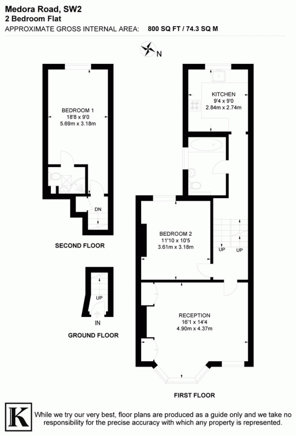 Floor Plan for 2 Bedroom Flat for Sale in Medora Road, SW2, SW2, 2LN -  &pound570,000