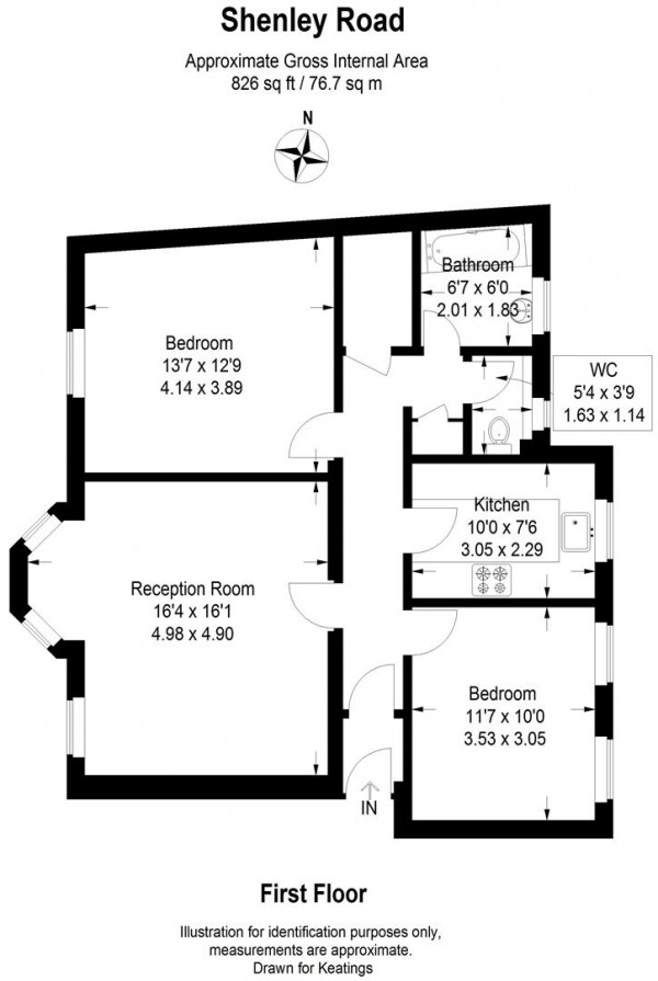 Floor Plan Image for 2 Bedroom Flat to Rent in Shenley Road, SE5