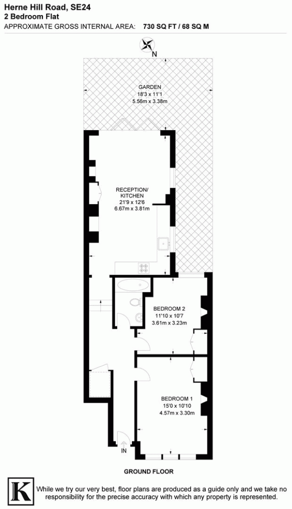 Floor Plan Image for 2 Bedroom Maisonette for Sale in Herne Hill Road, SE24