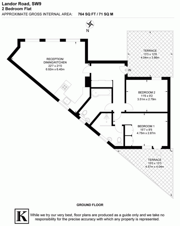 Floor Plan Image for 2 Bedroom Flat for Sale in Landor Road, SW9